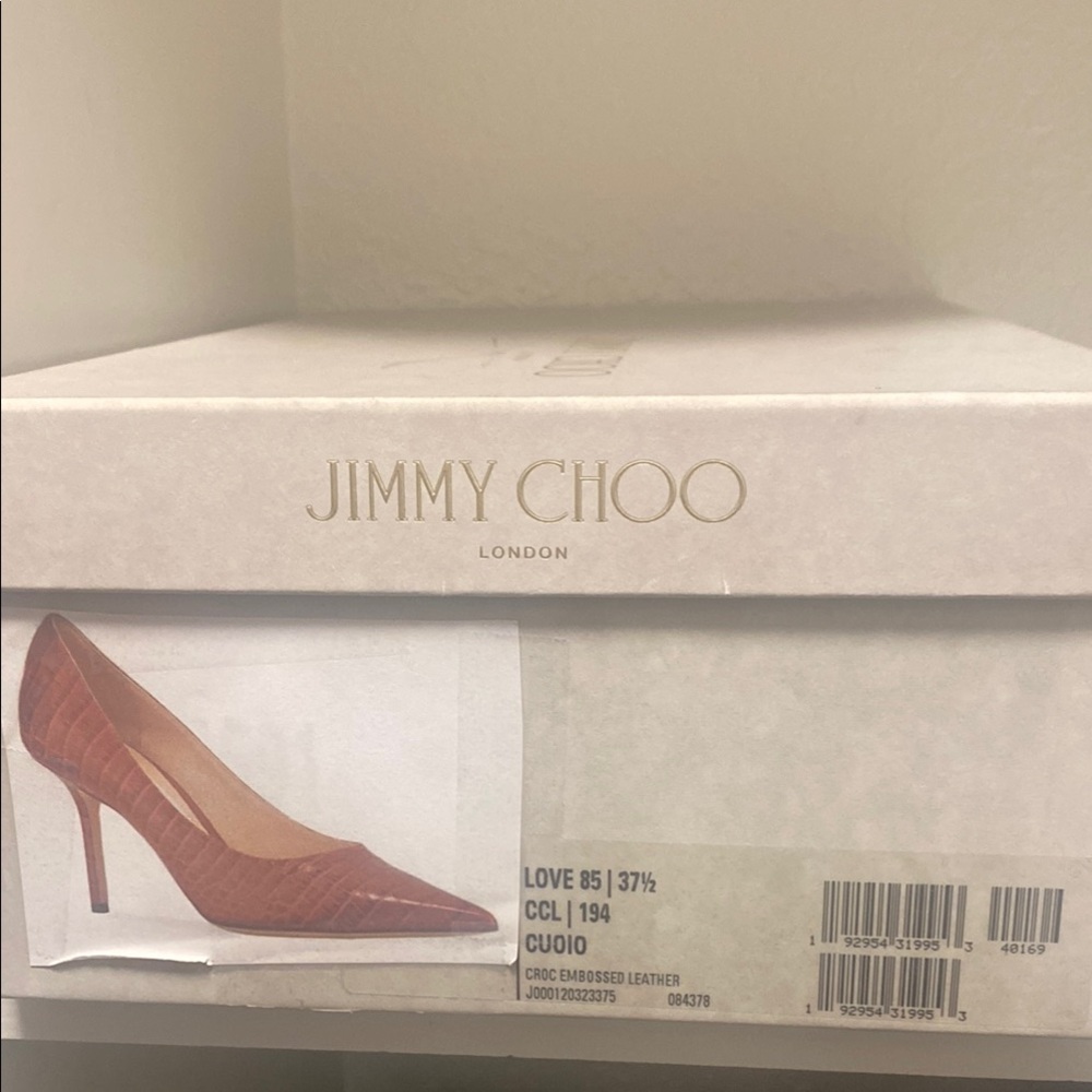 Jimmy Choo Women's Croc Embossed Leather Pumps - Brown